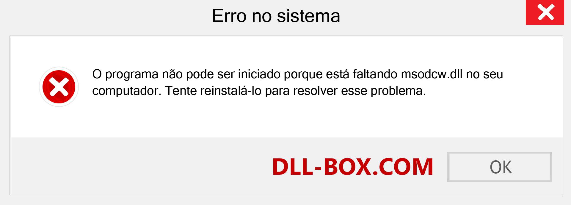 Arquivo msodcw.dll ausente ?. Download para Windows 7, 8, 10 - Correção de erro ausente msodcw dll no Windows, fotos, imagens